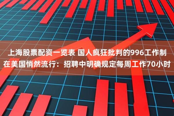 上海股票配资一览表 国人疯狂批判的996工作制在美国悄然流行：招聘中明确规定每周工作70小时