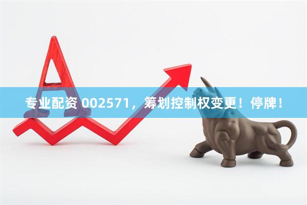 专业配资 002571，筹划控制权变更！停牌！